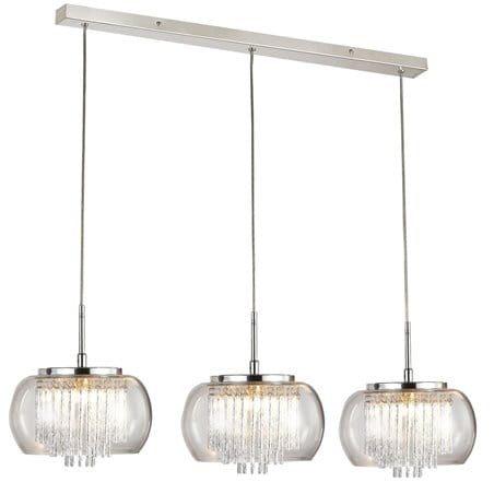 Lampa wisząca Rego potrójna szklane klosze z dekoracyjnymi pręcikami rozpraszającymi światło elegancka np. nad stół do jadalni