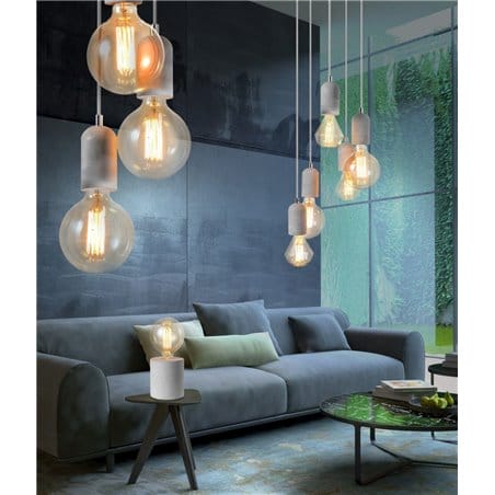 5 zwisowa nowoczesna lampa Volta oprawki z betonu do żarówek typu edison styl loftowy industrialny
