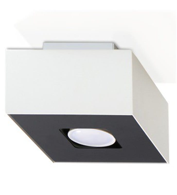 Mały czarno biały kwadratowy plafon Mono 140 nowoczesny żarówka GU10 - OD RĘKI