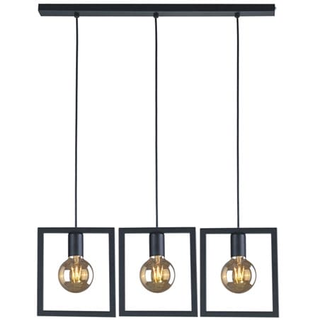 Lampa wisząca Lavaya czarna 3 żarówki w metalowych ramkach do jadalni kuchni nad stół styl loftowy industrialny