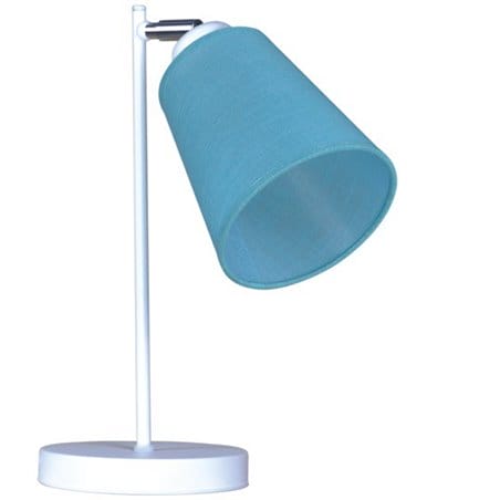Lampa stołowa Filton biała z niebieskim abażurem - DOSTĘPNA OD RĘKI