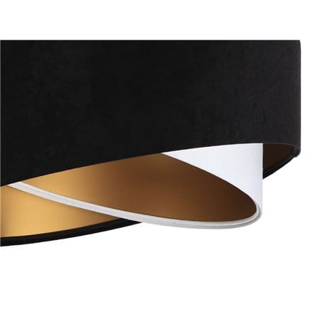 Lampa wisząca Francesca czarno biały abażur z tkaniny welurowej wnętrze abażura w kolorze złotym nowoczesna - OD RĘKI