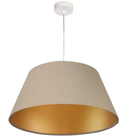 Beżowa lampa zwisająca ze złotym wnętrzem Lixa abażur stożek z tkaniny welurowej do pokoju dziennego jadalni sypialni