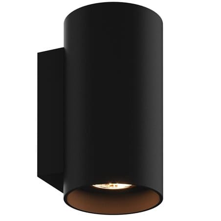 Czarna okrągła lampa ścienna z pionowym strumieniem światła Sandy styl nowoczesny minimalistyczny