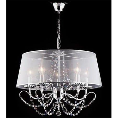 Elegancka lampa wisząca 5 ramienna z kryształami Florida abażur transparentny do jadalni salonu sypialni - OD RĘKI