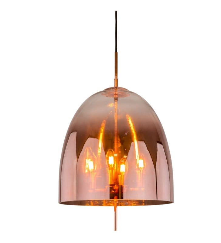 4 punktowa miedziana lampa wisząca Alan klosz szklany styl nowoczesny do salonu sypialni jadalni kuchni