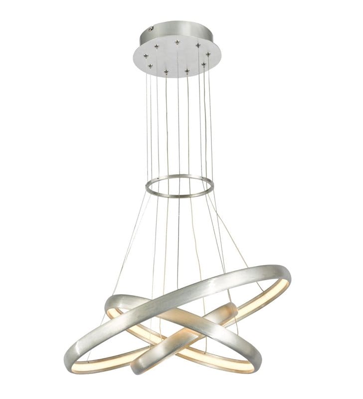 Lampa wisząca z 3 obręczami Axel w kolorze aluminium do wnętrz nowoczesnych