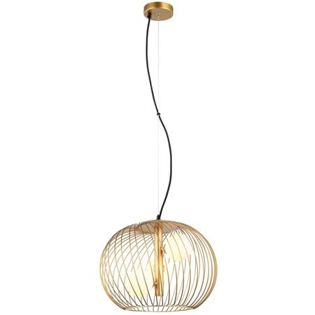 Lampa wisząca Clarisa złota druciana z 3 szklanymi kloszami wewnątrz do jadalni kuchni salonu sypialni