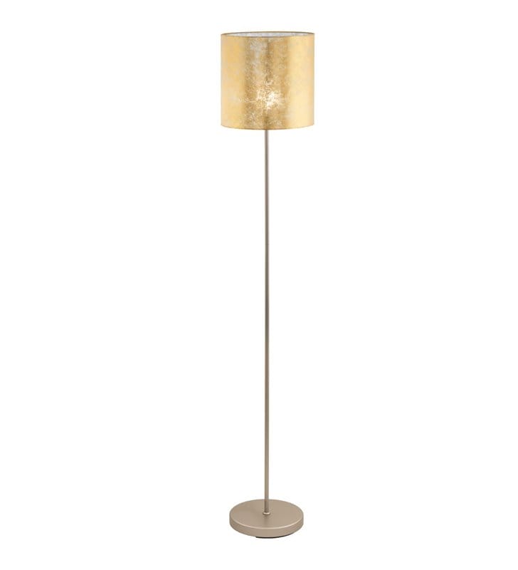 Złota lampa podłogowa Viserbella abażur podstawa w kolorze szampana