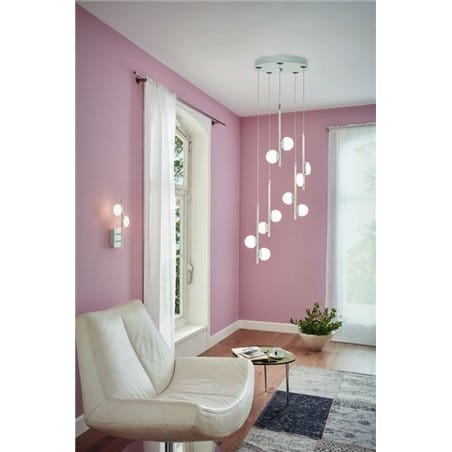 Wielopunktowa nowoczesna biała lampa wisząca Olindra LED kaskada np. nad stół, schody do salonu sypialni jadalni na korytarz