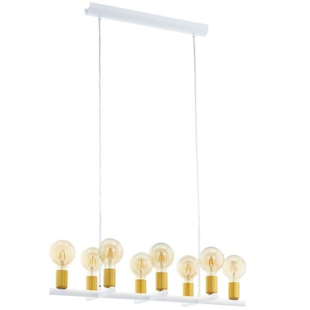 8 punktowa nowoczesna lampa wisząca Adri2 biała ze złotymi detalami do salonu sypialni do jadalni nad stół do kuchni