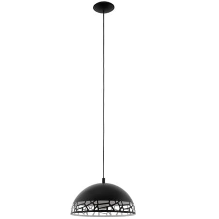 Lampa wisząca Savignano czarna 38cm kopuła z dekoracyjnym kloszem