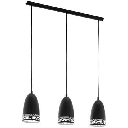 Lampa wisząca Savignano czarna 3 klosze metal dekor np. nad stół do kuchni jadalni