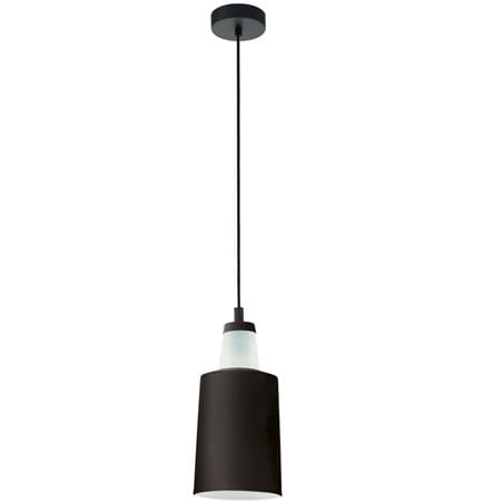 Lampa wisząca Tabanera czarna z białym szklanym kloszem mała w nowoczesnym stylu