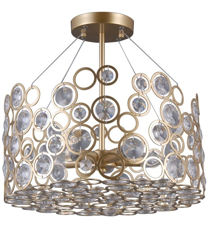 Złota ażurowa lampa sufitowa z kryształami Nardo styl nowoczesny dekoracyjna do sypialni pokoju dziennego salonu