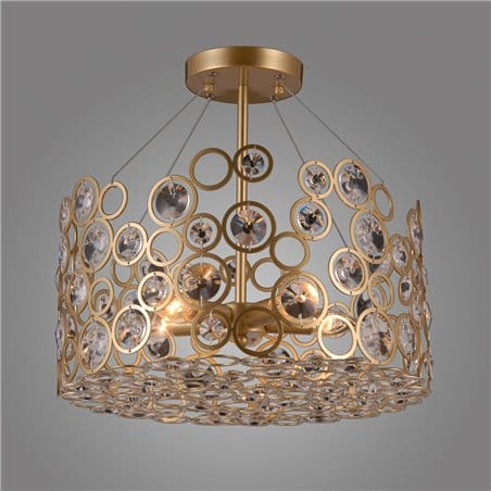 Złota ażurowa lampa sufitowa z kryształami Nardo styl nowoczesny dekoracyjna do sypialni pokoju dziennego salonu