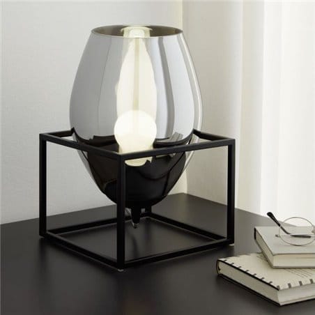 Lampa stołowa Olival1 czarna metalowa konstrukcja szklany klosz czarny transparentny