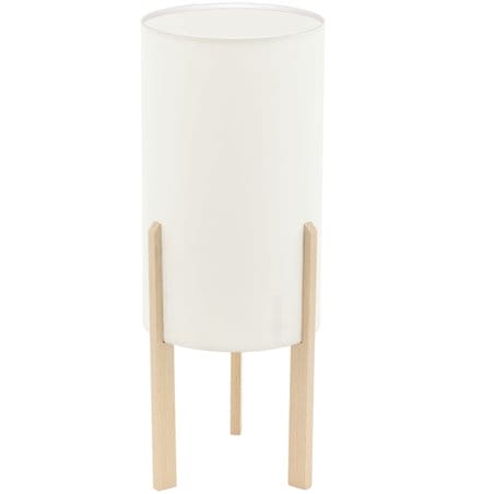 Lampa stołowa Compodino w stylu eko drewniana podstawa beżowy abażur 40cm