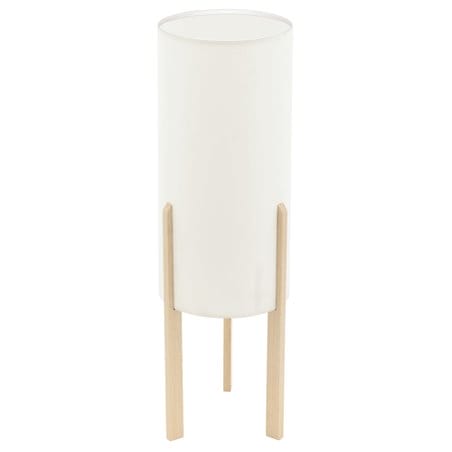 50cm beżowa lampa stołowa na drewnianych nogach Compodino styl eko skandynawski