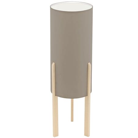 Lampa stołowa na drewnianych klonowych nogach Compodino styl eko skandynawski abażur tekstylny taupe