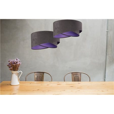 Abażurowa 50cm lampa wisząca Zahara szara od wewnątrz fioletowa do salonu kuchni sypialni pokoju dziecka