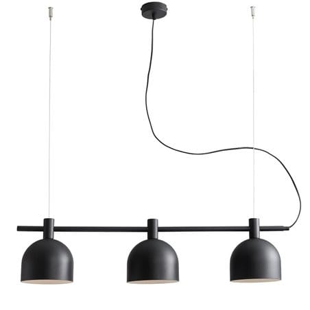 Beryl Black lampa wisząca na belce czarna 3 żarówki podłużna nad stół wyspę kuchenną do salonu jadalni kuchni - OD RĘKI