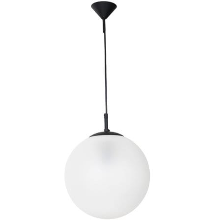 Lampa wisząca Globus czarna z białym okrągłym kloszem ze szkła 30cm