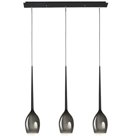 3 zwisowa nowoczesna lampa Izza czarna ze szklanymi dymionymi kloszami do jadalni nad stół do salonu sypialni kuchni