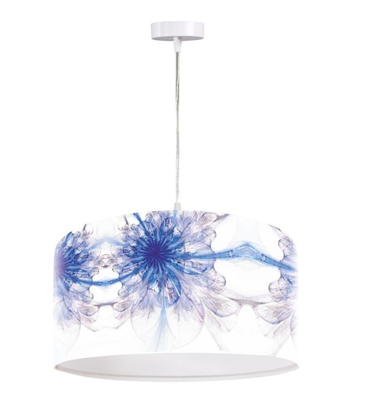 Lampa wisząca Romantica 50cm biało niebieska abażur z nadrukiem do salonu sypialni jadalni kuchni