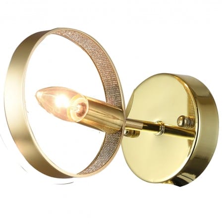Lampa ścienna Haap złota z kryształkami nowoczesna okrągły klosz widoczna żarówka