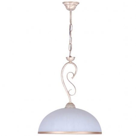 Dekoracyjna klasyczna lampa wisząca Exaited beżowo złoty metal biały szklany klosz np. do kuchni jadalni nad stół - OD RĘKI