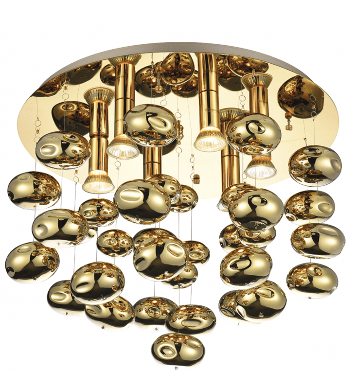 Złoty dekoracyjny stylowy elegancki plafon ze szklanymi bańkami Luvia do salonu sypialni na hol