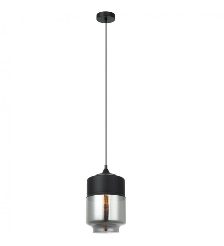 Molina nowoczesna czarna lampa wisząca z dymionym kloszem ze szkła