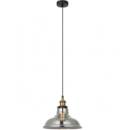 Loftowa lampa wisząca Hubert czarna dymiony klosz ze szkła złote wykończenie do salonu sypialni jadalni kuchni