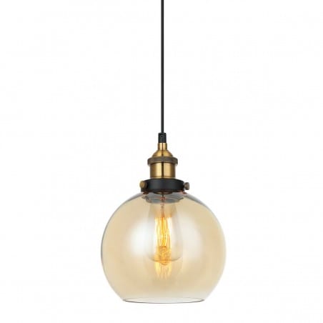 Lampa wisząca Cardena pojedyncza klosz szklany okrągły ball kula amber bursztynowy 20cm