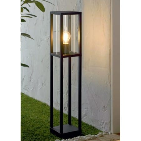 Nowoczesny słupek ogrodowy elegancka stojąca lampa zewnętrzna Cascinetta czarna szklany bezbarwny klosz - OD RĘKI