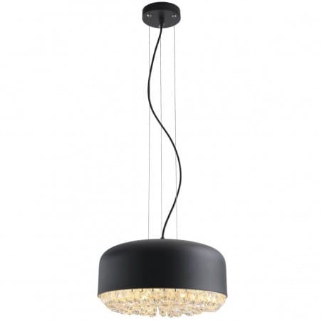 Lampa wisząca Tarant czarna z dekoracyjnymi kryształami 35cm do salonu jadalni nad stół
