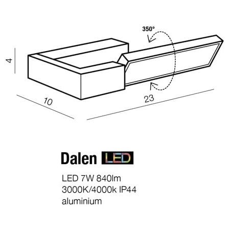Nowoczesny regulowany kinkiet do łazienki z naturalną barwą światła 4000K Dalen LED