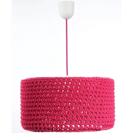 Ciemno różowa lampa wisząca Leonis dziecięca z bawełnianego sznurka 40cm