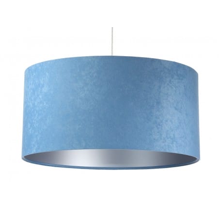 Niebiesko srebrna lampa wisząca Koryna z weluru do salonu sypialni jadalni pokoju dziecka