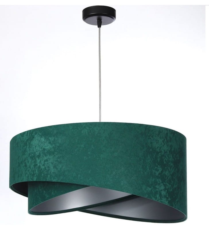 Zielono srebrna nowoczesna lampa wisząca z abażurem Atalia 50cm