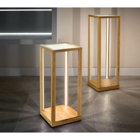 Lampa podłogowa podświetlany stolik z drewna dębowego Tavoli ściemniacz dotykowy