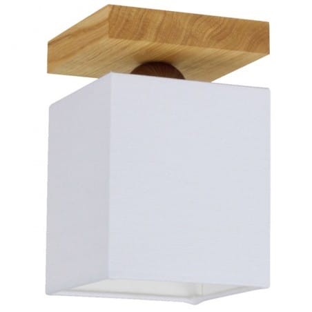 Kwadratowa mała pojedyncza lampa sufitowa Inger drewno dąb abażur biały