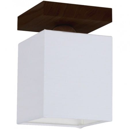 Lampa sufitowa Inger drewno w kolorze orzecha abażur biały mała kwadratowa