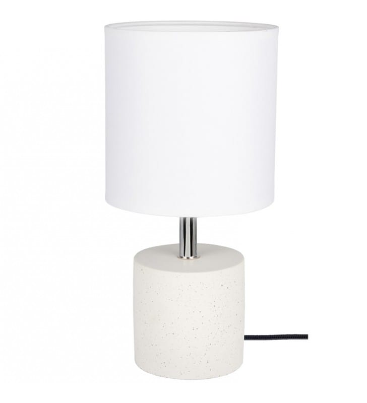 Lampa stołowa Strong biała z betonową podstawą abażur walec