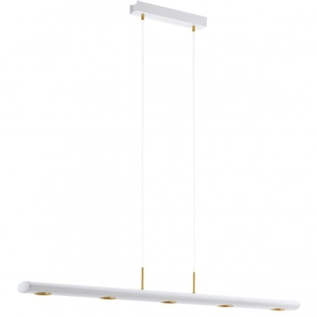 Biało złota lampa wisząca Canelas LED belka o długości 116cm do biura kuchni jadalni salonu nad stół wyspę kuchenną