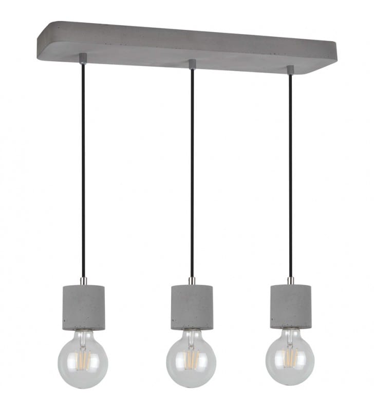 Lampa wisząca Strong 3 zwisowa belka z betonu bez kloszy styl loftowy industrialny