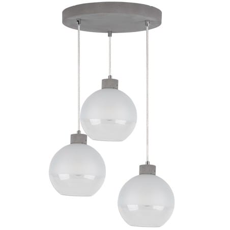Lampa wisząca Fresh potrójna betonowa okrągłe szklane klosze np. nad okrągły stół