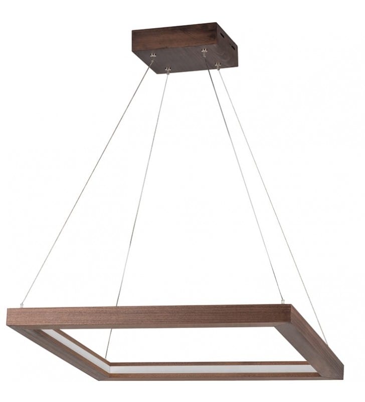 Lampa wisząca Legno drewno w kolorze orzecha kwadratowa nowoczesna np. nad stół do jadalni