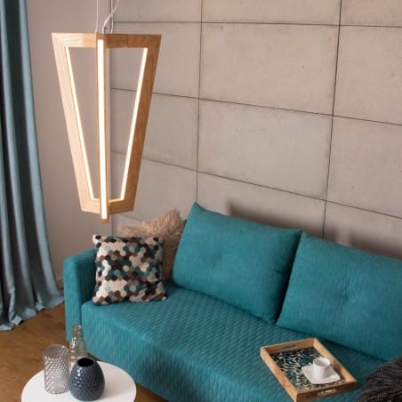 Lampa wisząca Leif LED drewno dębowe do przestronnych wnętrz salonu holu